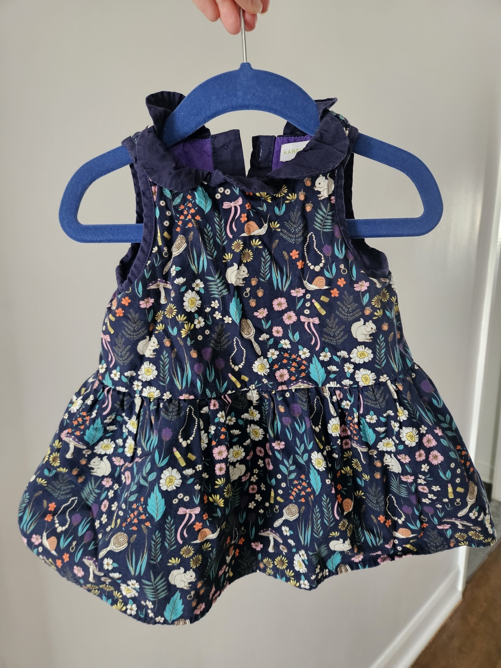Girls Navy Floral Animal Print Casual Dress
